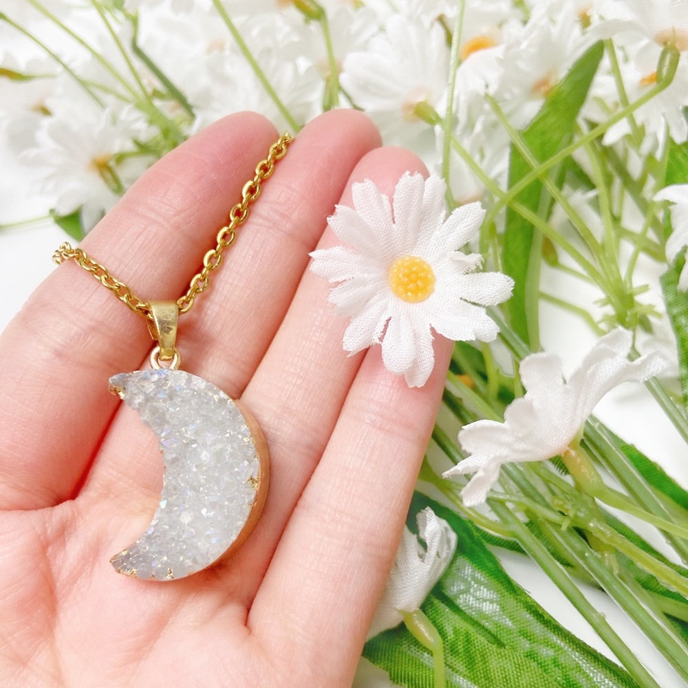18k gold plated moon druzy necklace (Final price )